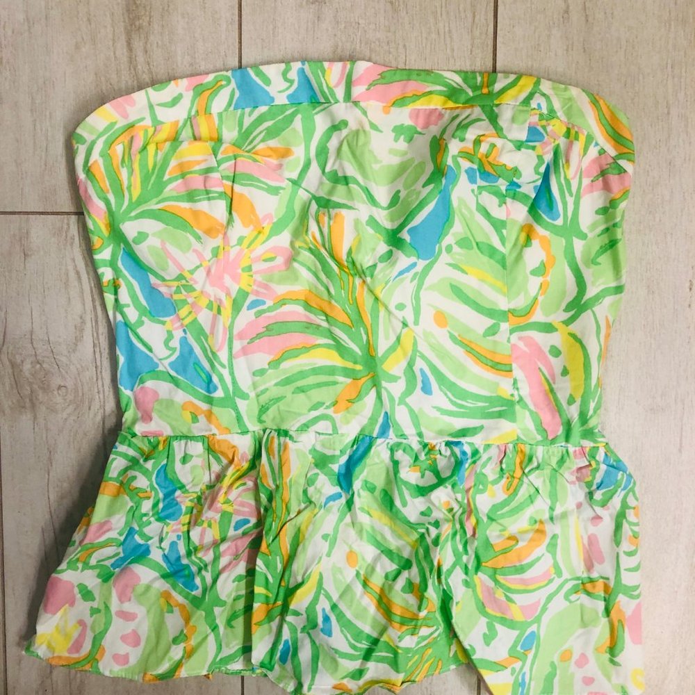 Lilly Pulitzer Strapless Printed Peplum Top